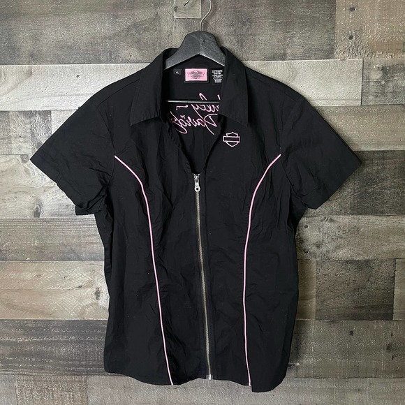 SOLD Harley Davidson Womens Woven Zip Up Shirt XL - Picture 1 of 3